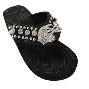 Montana West Rhinestone Football Helmet Flip Flops